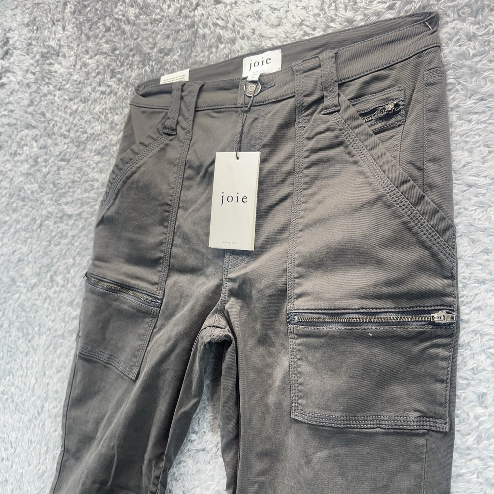 Joie High Rise Park Skinny Pants Women's Storm Gray Cotton Blend Utility Zip 30 - Picture 5 of 12